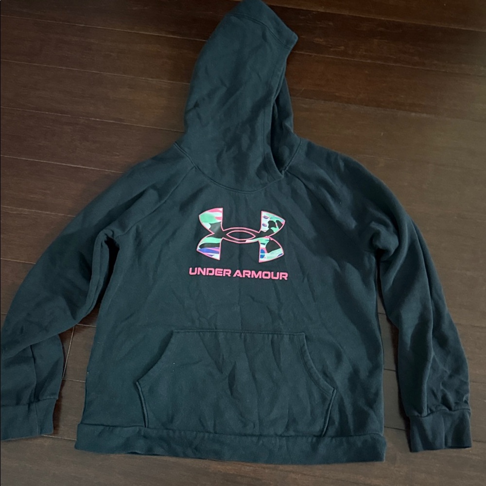 Under Armour Black Hoodie with Multicolor Logo